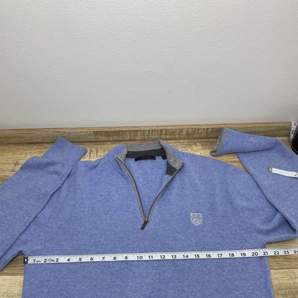Greyson Blue Wool Cashmere Blend Quarter Zip Sweater Crest Logo Mens Medium Soft - Picture 6 of 7